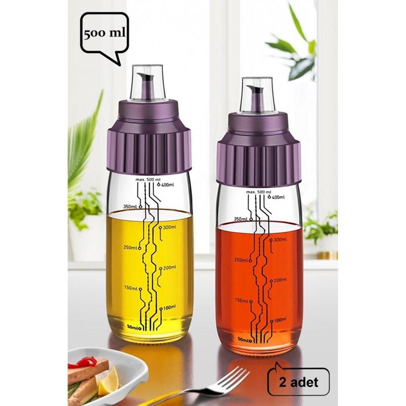 ⁦ابريق زجاج للزيت مع عيارات سعة 500 ملل⁩ - الصورة ⁦1⁩