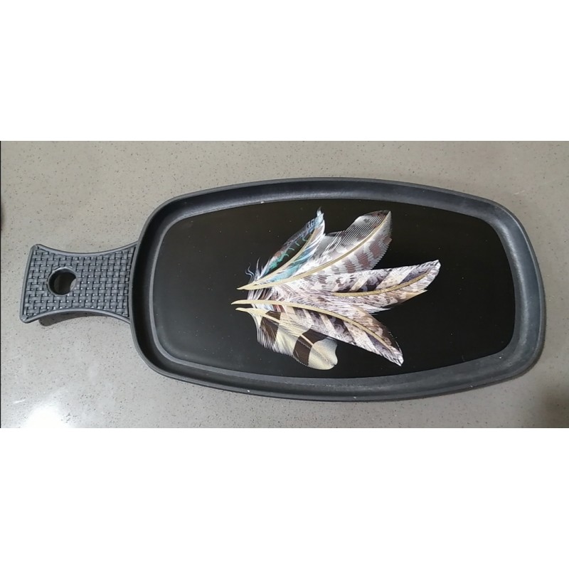 ⁦صينية بيد بلاستيك تركي (ريش طاووس)⁩ - الصورة ⁦1⁩