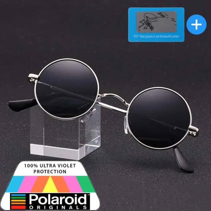 ⁦نظارة عدسة بوليرايد دائرية أسود اطار فضي 13cm⁩ - الصورة ⁦4⁩