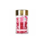 ⁦مرتبان كبسولات فيتامينات اللون الزهري معالجة الشعر المتقصف⁩ - الصورة ⁦2⁩