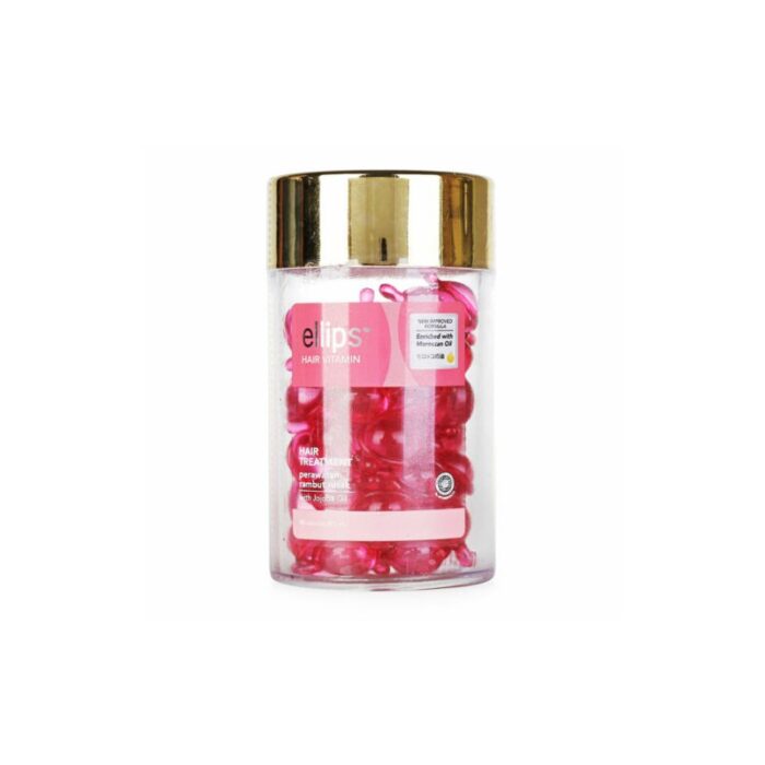 ⁦مرتبان كبسولات فيتامينات اللون الزهري معالجة الشعر المتقصف⁩ - الصورة ⁦2⁩