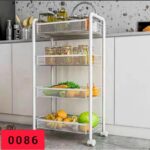 سلة خضراوات طبقات معدن عجلات لون أسود