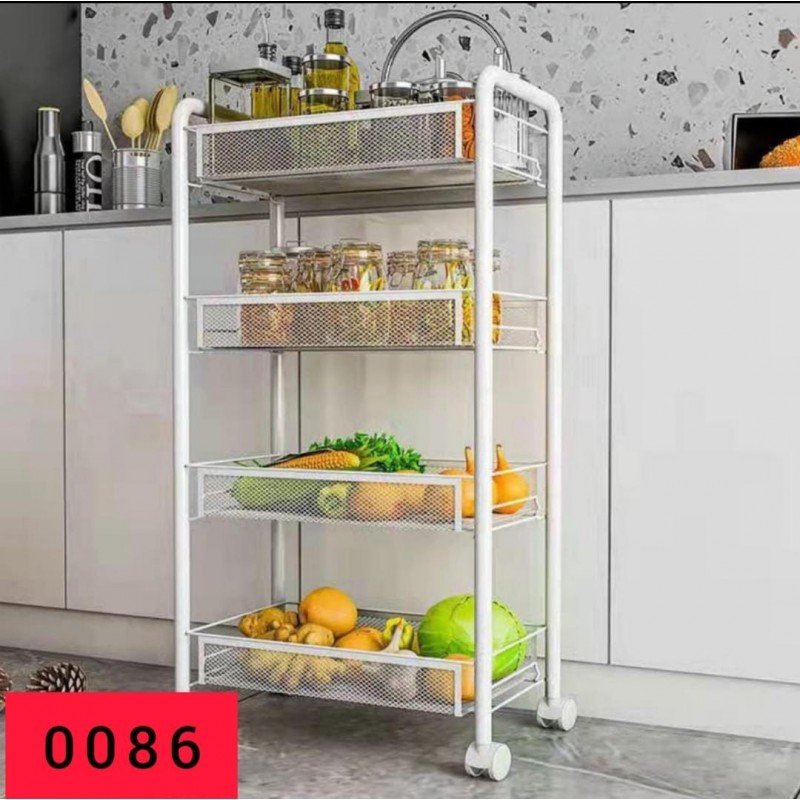 ⁦سلة خضراوات طبقات معدن عجلات لون أسود⁩ - الصورة ⁦1⁩