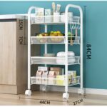 ⁦سلة خضراوات طبقات معدن عجلات لون أسود⁩ - الصورة ⁦3⁩