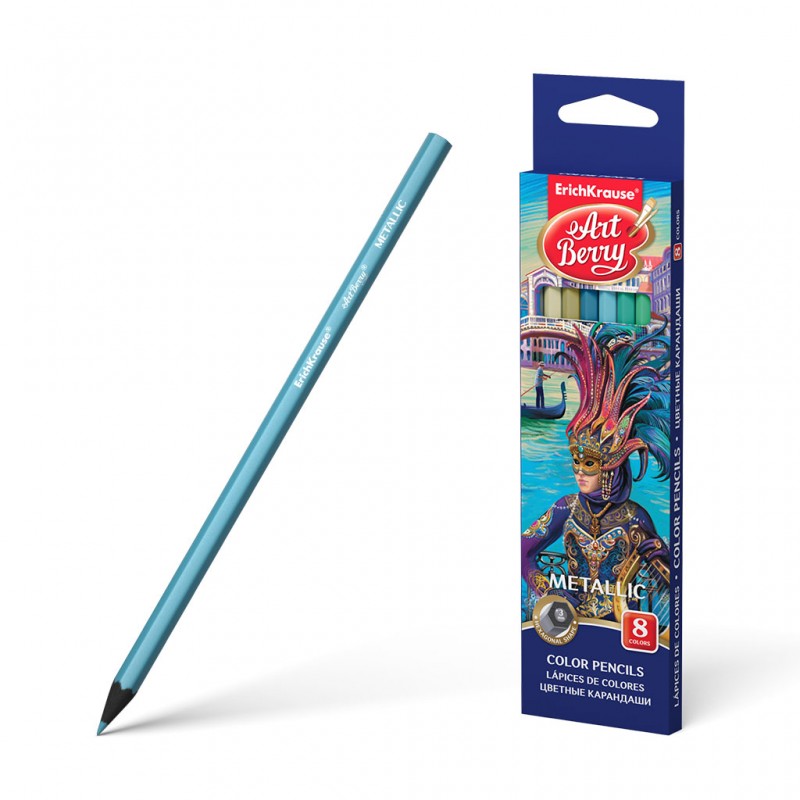 ⁦الوان خشبية ميتاليك 8 لون يمكن الرسم على الورق الأسود⁩ - الصورة ⁦1⁩