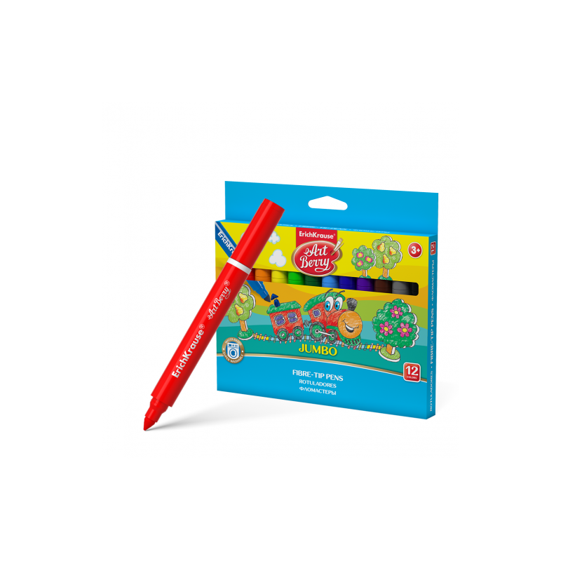 ⁦أقلام فلوماستر جمبو 12 لون⁩ - الصورة ⁦1⁩