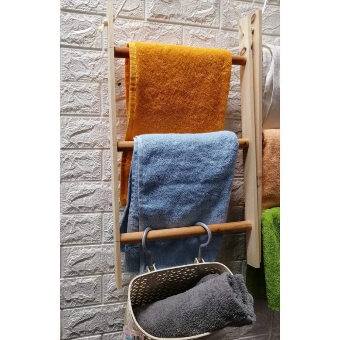 ⁦سلم بشاكير خشب 3 درجات⁩ - الصورة ⁦2⁩