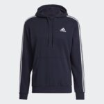 هودي اديداس اسينشيال ثلاث خطوط للرجال لون أزرق-adidas Mens' Essentials 3-Stripes Hoodie - Blue