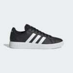 adidas Mens' Grand Court TD Lifestyle Court Casual Shoes- حذاء اديداس جراند كورت تي دي لايف ستايل كورت للرجال لون أسود ونعل أبيض