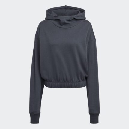 adidas Womens' Studio Lounge Cropped Hoodie - Grey- هودي اديداس استديو يونج كروبيد للنساء لون رمادي