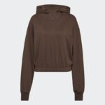 ⁦adidas Women' Studio Lounge Cropped Hoodie - Brown-هودي اديداس استديو لونج كروبيد للنساء لون بني⁩ - الصورة ⁦2⁩