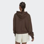 ⁦adidas Women' Studio Lounge Cropped Hoodie - Brown-هودي اديداس استديو لونج كروبيد للنساء لون بني⁩ - الصورة ⁦5⁩