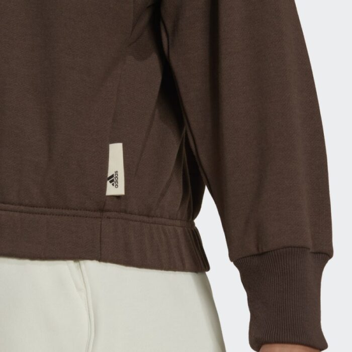 ⁦adidas Women' Studio Lounge Cropped Hoodie - Brown-هودي اديداس استديو لونج كروبيد للنساء لون بني⁩ - الصورة ⁦8⁩
