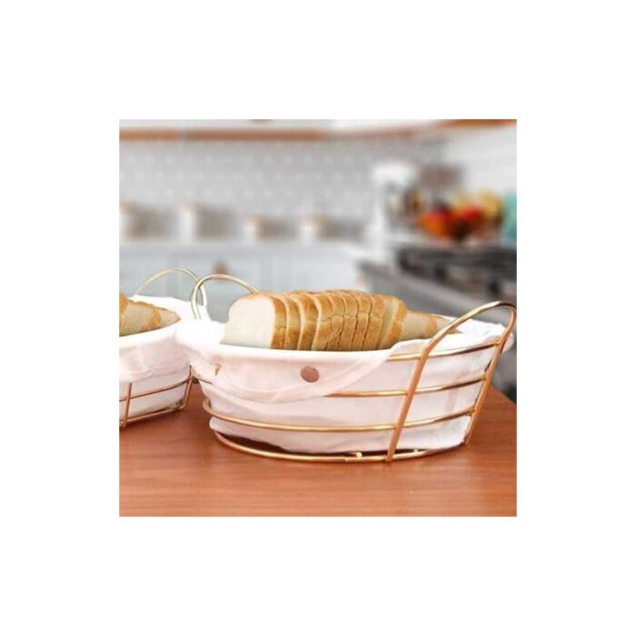 10313650_67db5d144220c سلة خبز بيضاوي ذهبي مع قماش - الصورة 1