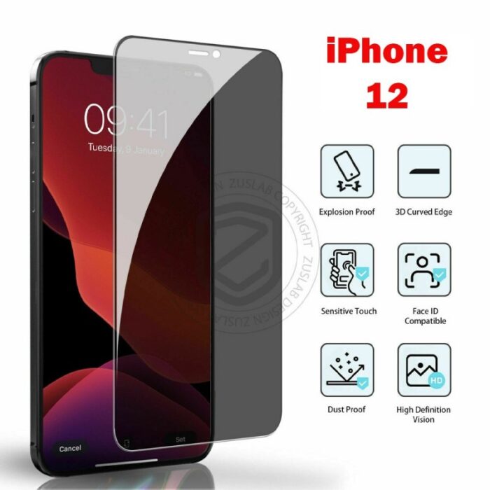 10314421_67db5e8a35702 Paravicy Full glass For Iphone 12 زجاج حماية للشاشة لون اسود - الصورة 1