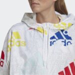 ⁦adidas Essentials Multi-Colored Logo Loose Fit Windbreaker - White⁩ - الصورة ⁦8⁩