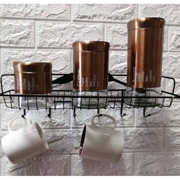 10314568_67db5ed0a1d12 رف علب بهارات وسكريات معدن مع 6 علاقات - الصورة 1