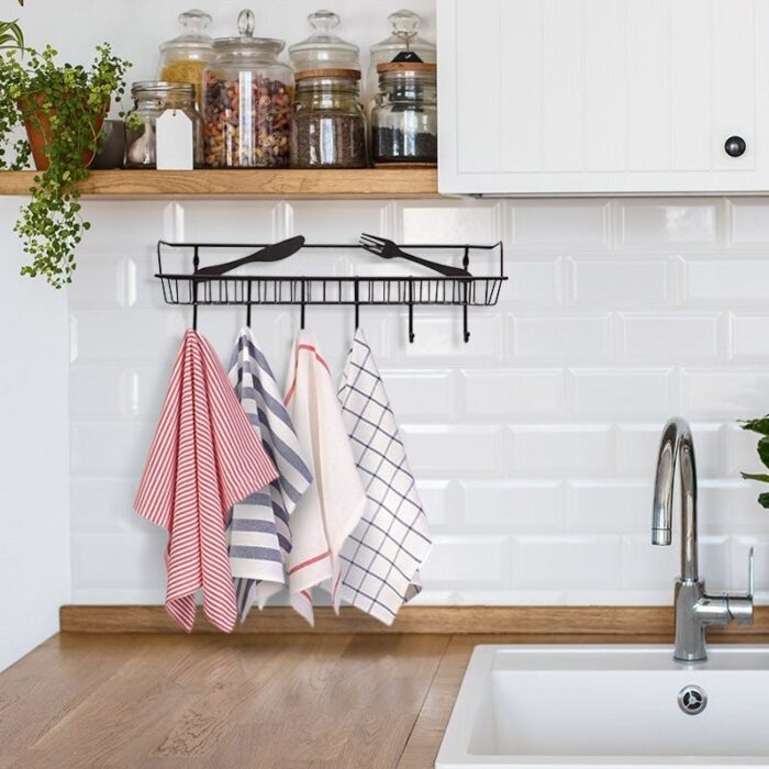 ⁦رف علب بهارات وسكريات معدن مع 6 علاقات⁩ - الصورة ⁦3⁩