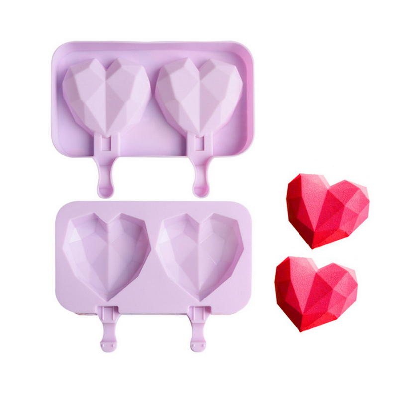 ⁦قالب بوظة سيليكون 2 خانة شكل القلب الماسي⁩ - الصورة ⁦1⁩
