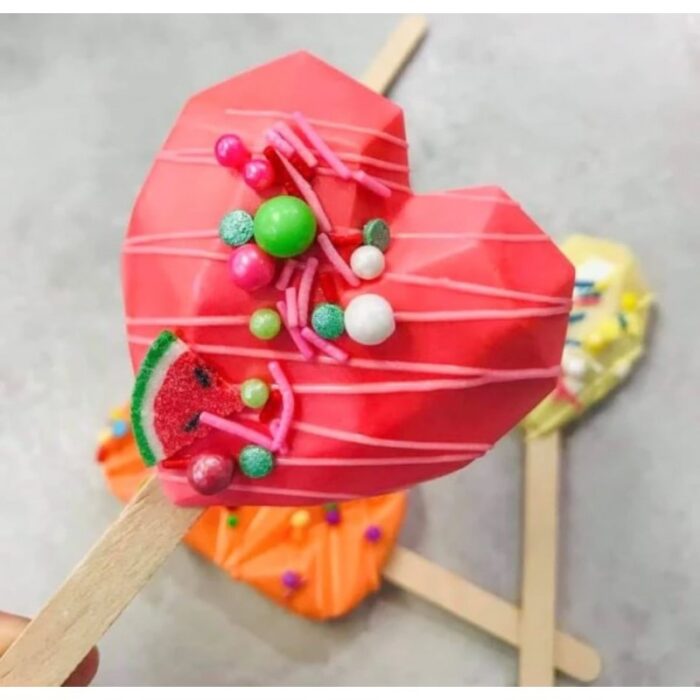 ⁦قالب بوظة سيليكون 2 خانة شكل القلب الماسي⁩ - الصورة ⁦2⁩