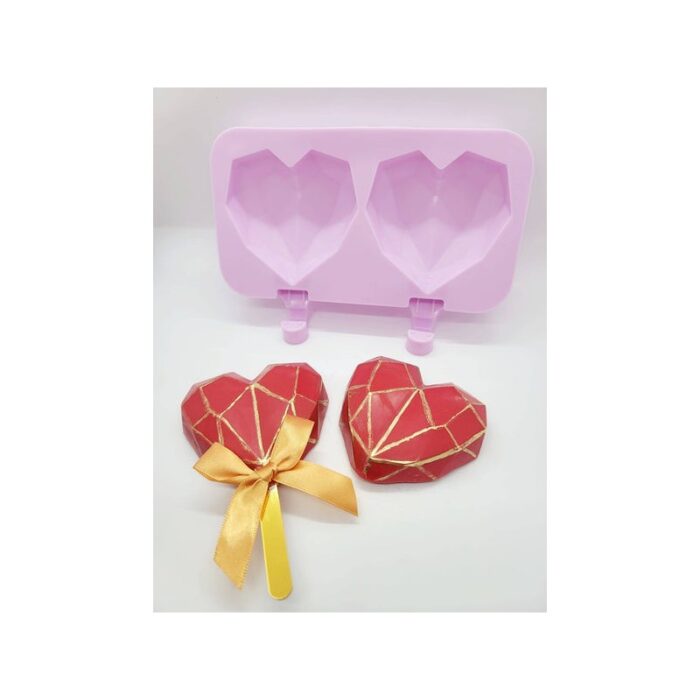 ⁦قالب بوظة سيليكون 2 خانة شكل القلب الماسي⁩ - الصورة ⁦9⁩