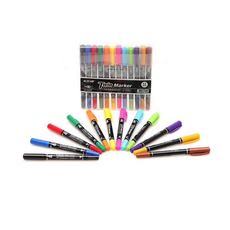 ⁦طقم أقلام حبر رأسين 12 قلم⁩ - الصورة ⁦1⁩