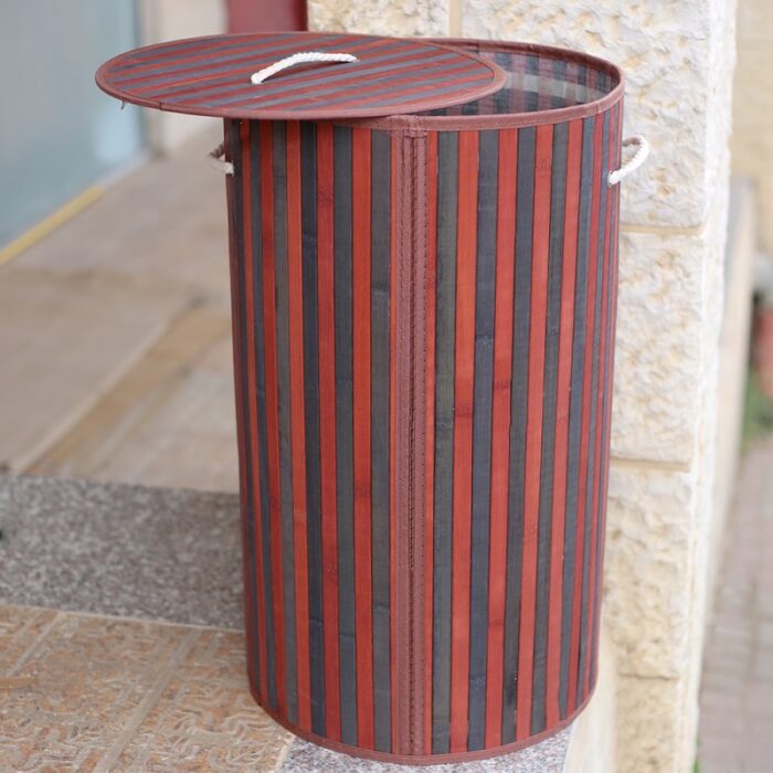 ⁦سله غسيل قش تغلق وتفتح لون اسود واحمر⁩ - الصورة ⁦2⁩