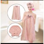 برنص حمام طقم قطن مع طقيه لشعر