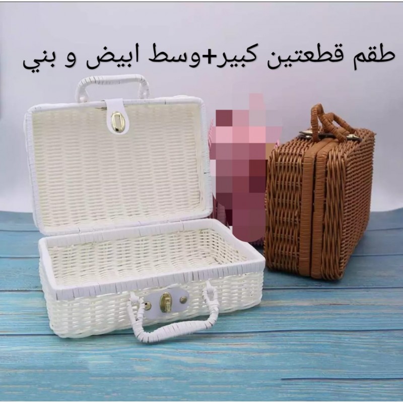 ⁦شنتة تنزه قطعتين ابيض وبني⁩ - الصورة ⁦1⁩