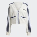 ⁦adidas Womens' Crop Towel Terry Cardigan - White- سويت شيرت اديداس كروب تويل للنساء لون أبيض⁩ - الصورة ⁦2⁩
