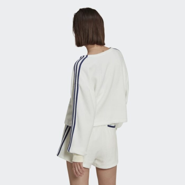 ⁦adidas Womens' Crop Towel Terry Cardigan - White- سويت شيرت اديداس كروب تويل للنساء لون أبيض⁩ - الصورة ⁦6⁩