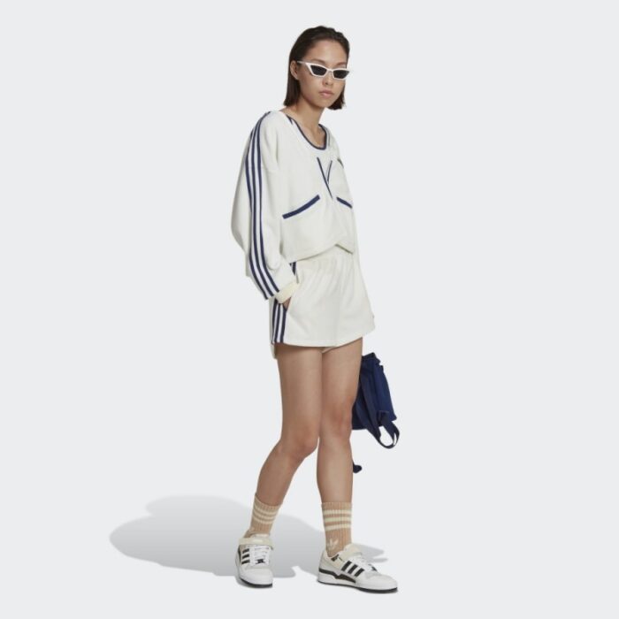 ⁦adidas Womens' Crop Towel Terry Cardigan - White- سويت شيرت اديداس كروب تويل للنساء لون أبيض⁩ - الصورة ⁦8⁩