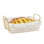 ⁦سلة خبز مستطيلة معدن ذهبي مع قماش⁩ - الصورة ⁦2⁩