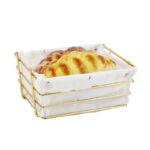 سلة خبز مربعة معدن ذهبي مع قماش