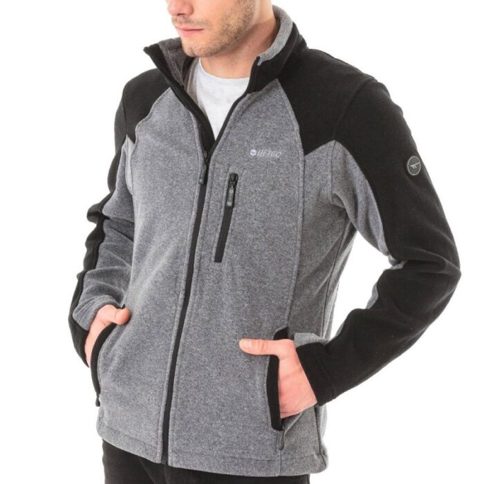 ⁦Hi-Tec Monar Full Zip Fleece Jacket  جاكيت مونار فل فليس من هاي-تيك لون أسود ورمادي⁩ - الصورة ⁦2⁩