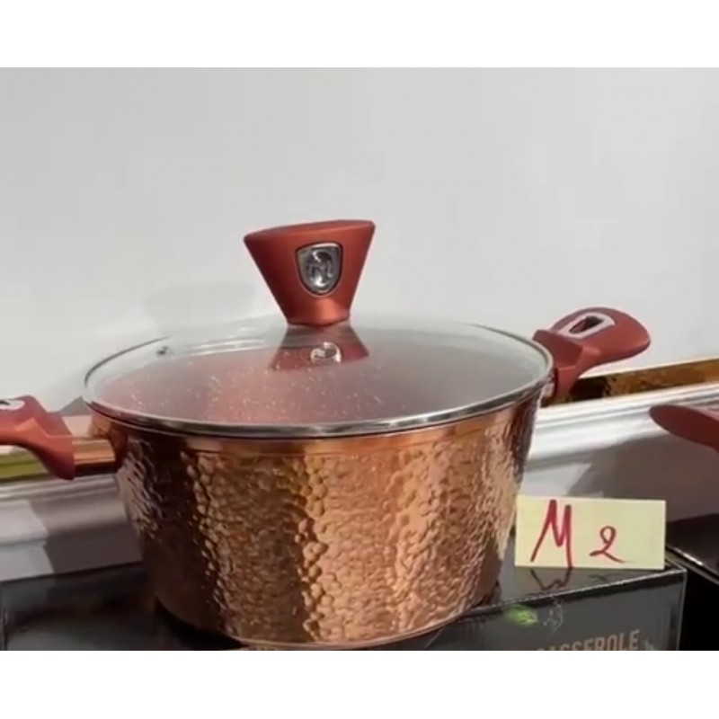 ⁦طنجرة جرانيت ثقيلة لون برونزي 22 سم⁩ - الصورة ⁦1⁩