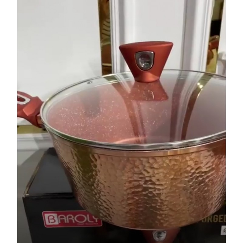 ⁦طنجرة جرانيت ثقيلة لون برونزي 26 سم⁩ - الصورة ⁦1⁩