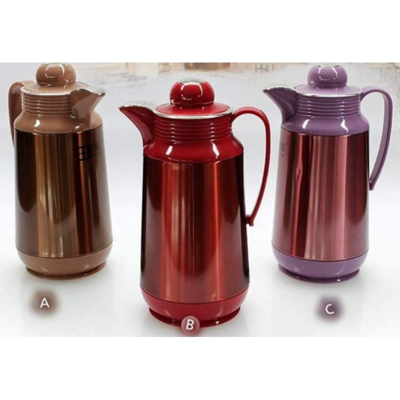 ⁦ثيرموس كبسة ملون سعة 1 لتر⁩ - الصورة ⁦1⁩