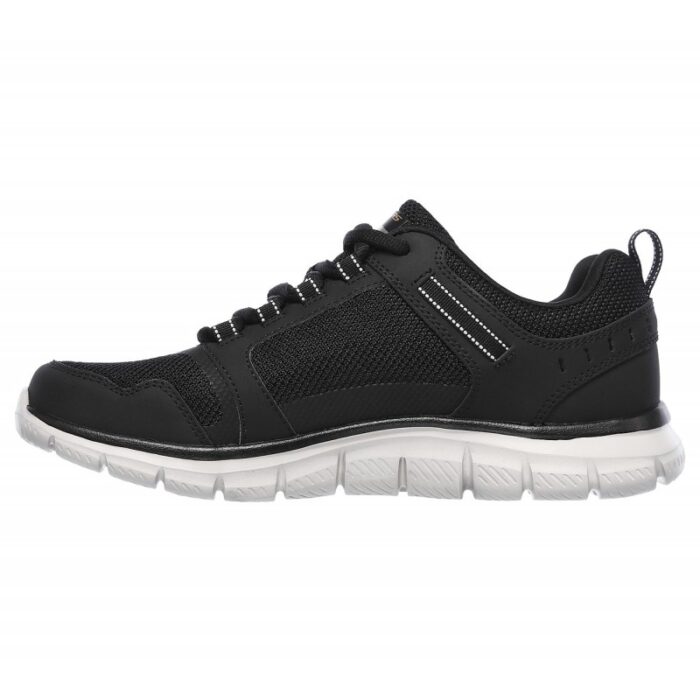 ⁦Skechers Men's Track - Knockhill Shoes - حذاء سكيتشرز تراك - نوك هيل للرجال لون اسود ونعل ابيض⁩ - الصورة ⁦5⁩