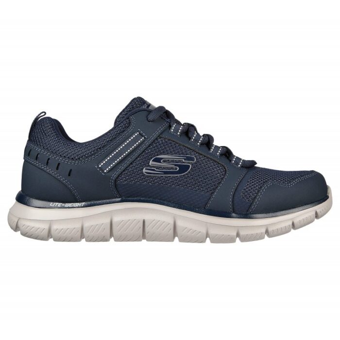 ⁦Skechers Men's Track - Knockhill Shoes - حذاء سكيتشرز تراك - نوك هيل للرجال لون كحلي ونعل ابيض⁩ - الصورة ⁦5⁩