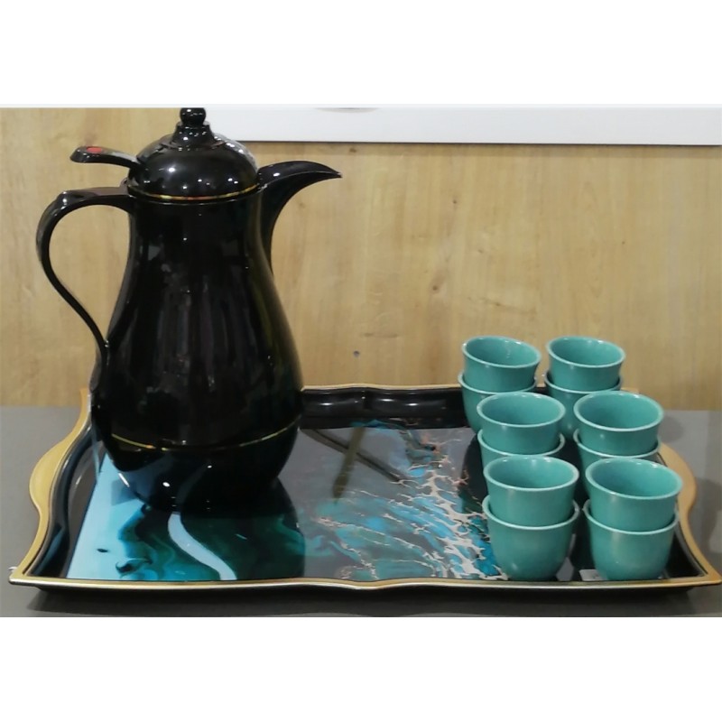 ⁦طقم 12 فنجان للقهوة السادة لون تركواز⁩ - الصورة ⁦1⁩