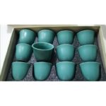 ⁦طقم 12 فنجان للقهوة السادة لون تركواز⁩ - الصورة ⁦2⁩