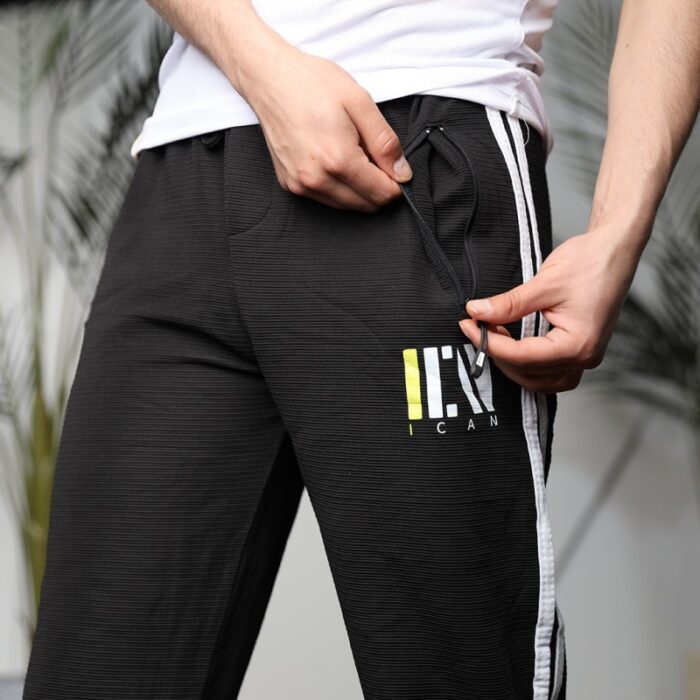 ⁦ICAN WELL BEING TRAINING بنطلون شبابي رجالي صيفي اسود⁩ - الصورة ⁦3⁩
