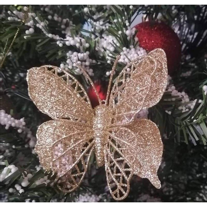 ⁦طقم 5 فراشات ذهبي مع ملقط تعليق⁩ - الصورة ⁦1⁩