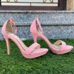 كعب ستاتي عالي مخمل لون زهري