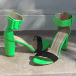 صندل كعب عالي مفتوح لون اخضر