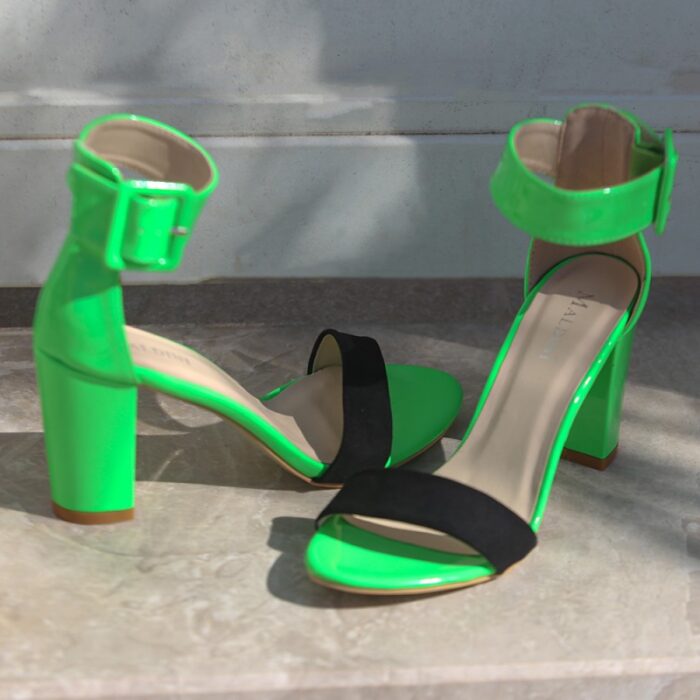 10317564_67db67bd9471e صندل كعب عالي مفتوح لون اخضر - الصورة 1