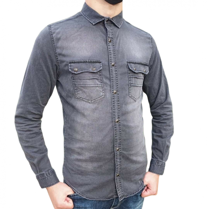 ⁦قميص جيرديني جينز ناعم ليكرا⁩ - الصورة ⁦1⁩