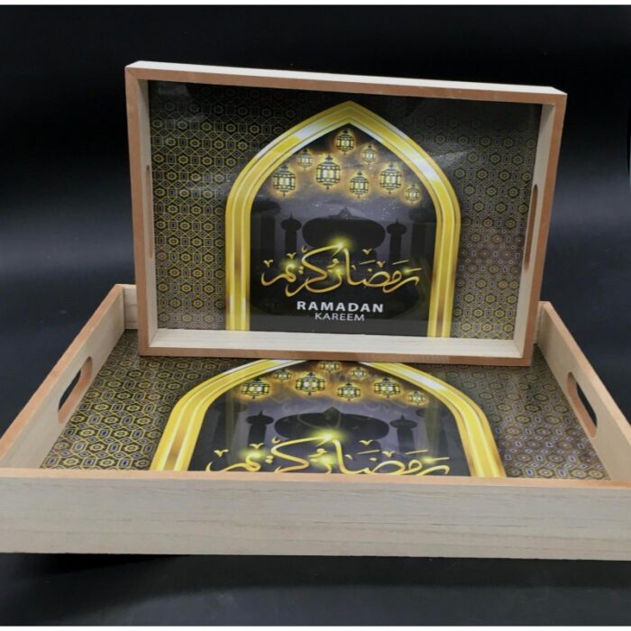 10318038_67db694e50319 طقم صواني خشب 2 قطعة .. رمضان كريم - الصورة 1