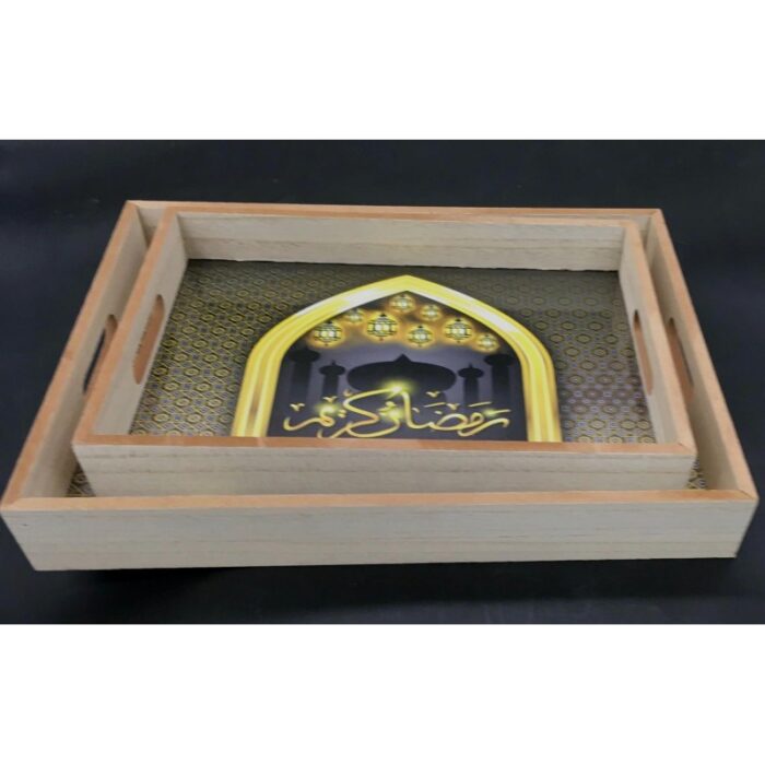 ⁦طقم صواني خشب 2 قطعة .. رمضان كريم⁩ - الصورة ⁦2⁩